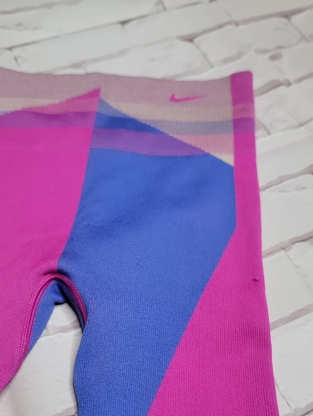 Nike Pink, Blue & Cream Colorblock Performance Leggings